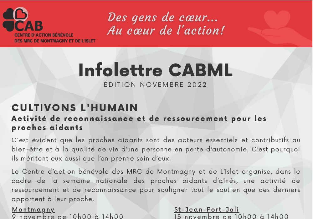 Infolettre CABML édition novembre 2022